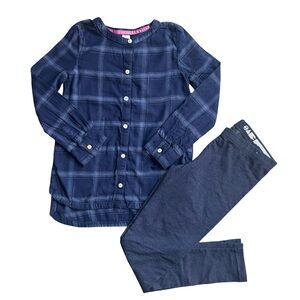 Size 7 Girls Carter's blue tunic top and leggings matching set